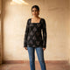 Noir Bloom Kurti Block Print · Full Sleeve · Short Kurti